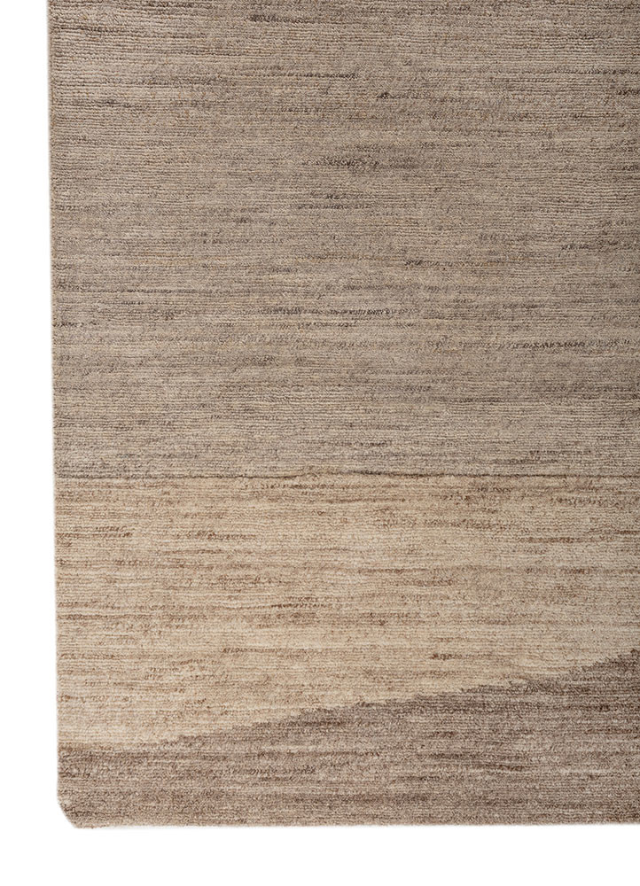 aprezo beige and brown wool hand knotted Rug - Corner