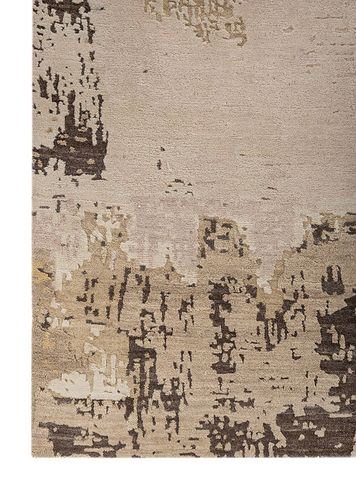 aprezo ivory wool hand knotted Rug - Corner