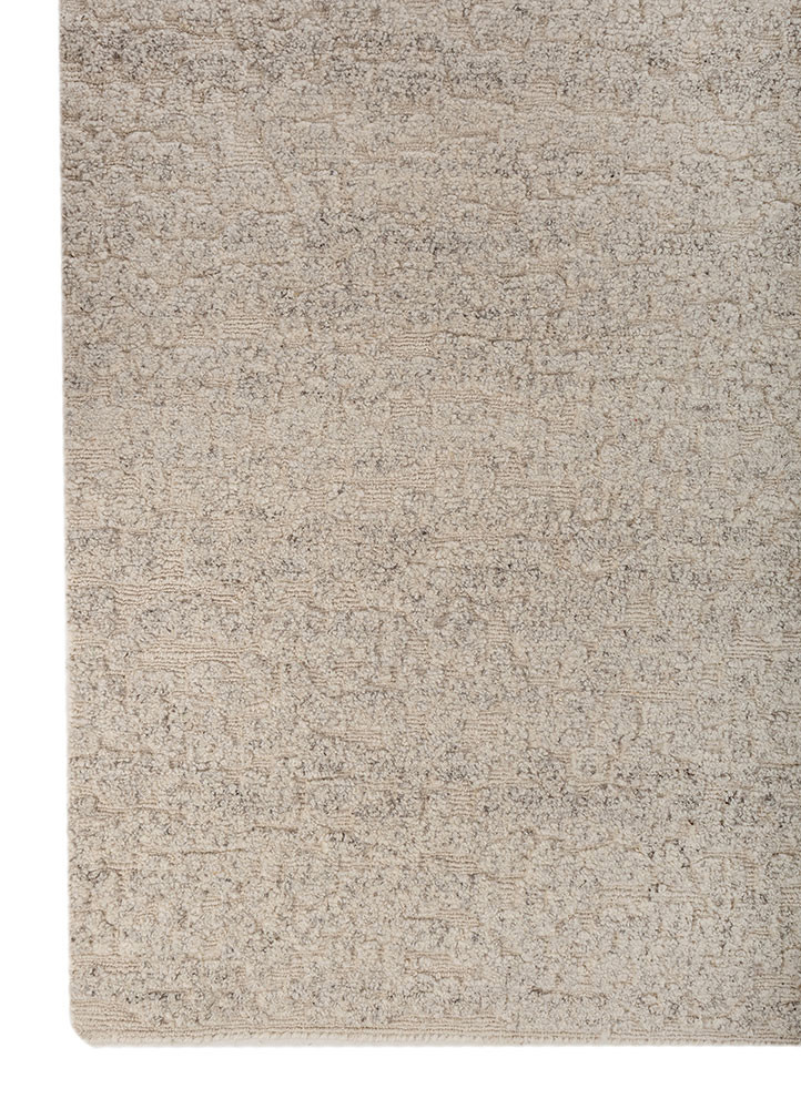 aprezo ivory wool hand knotted Rug - Corner