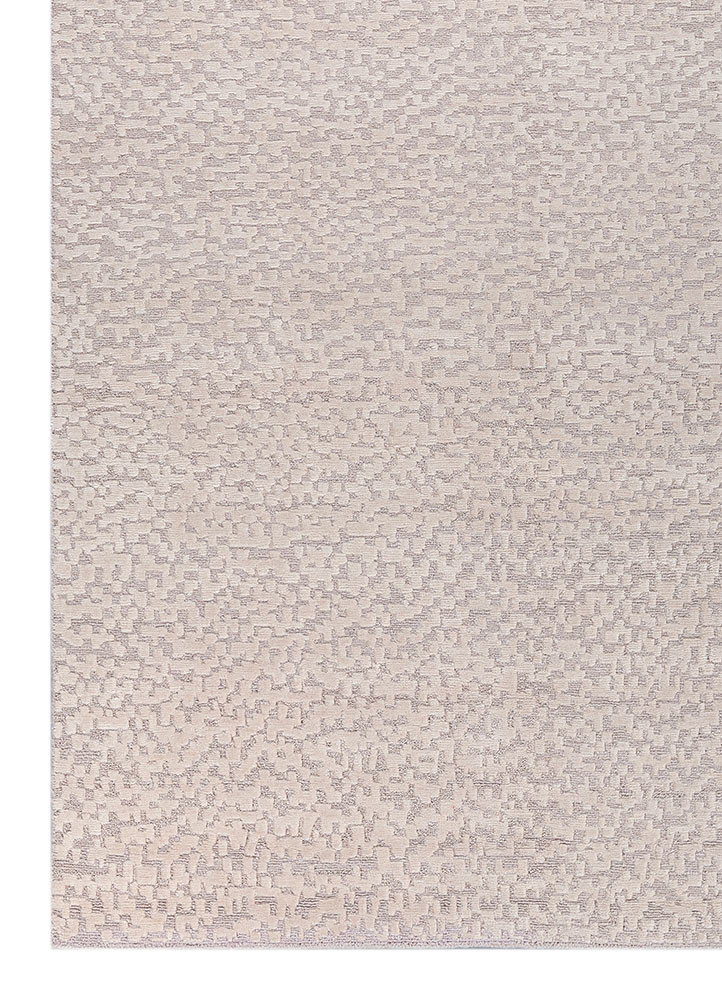 aprezo ivory wool hand knotted Rug - Corner