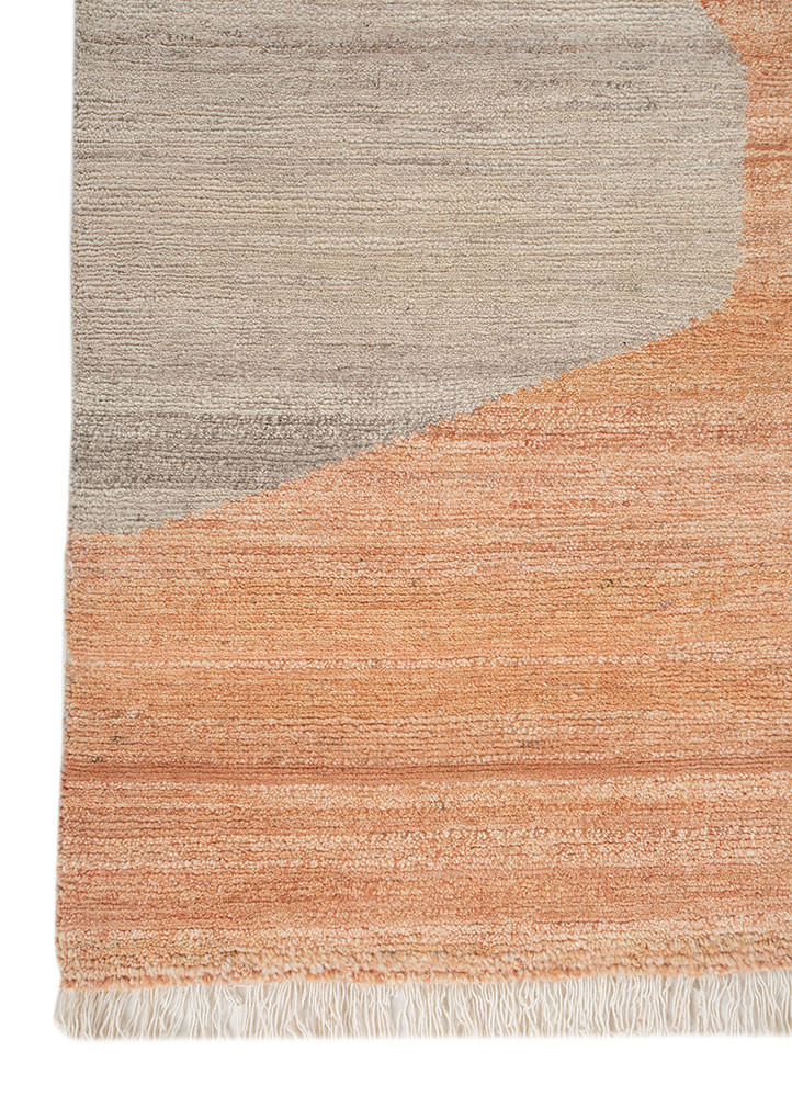 blythe beige and brown wool hand knotted Rug - Corner
