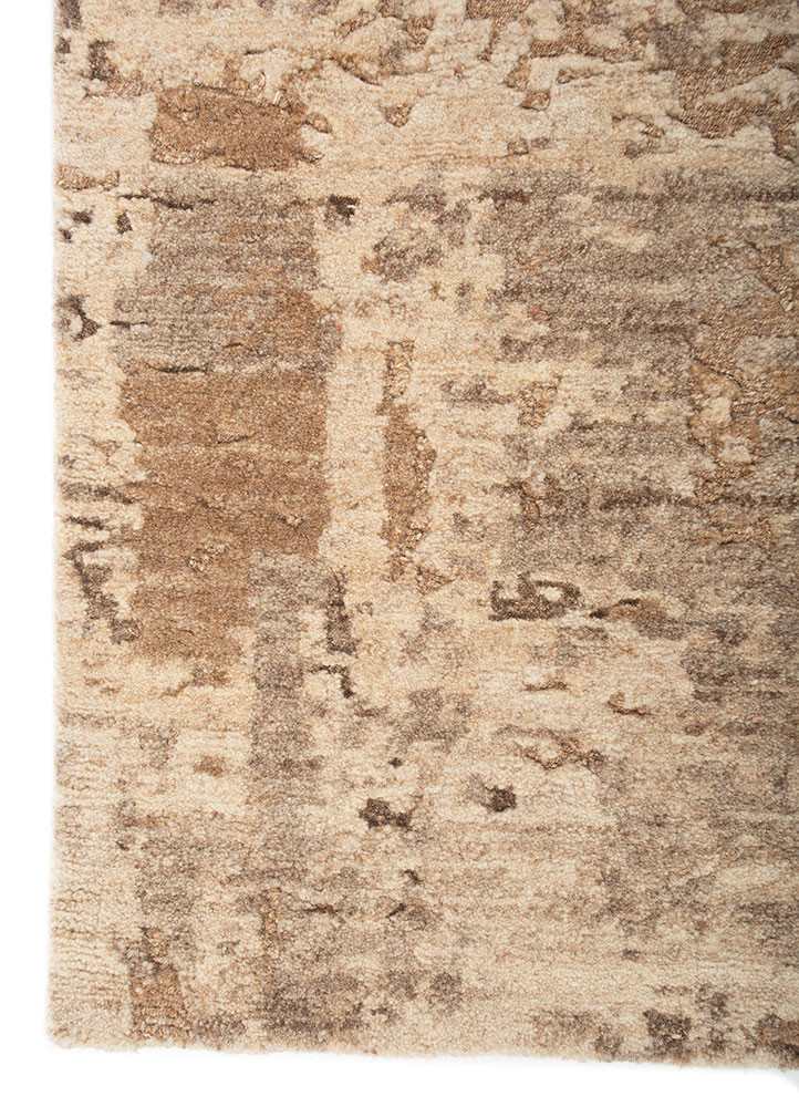 uvenuti beige and brown wool hand knotted Rug - Corner