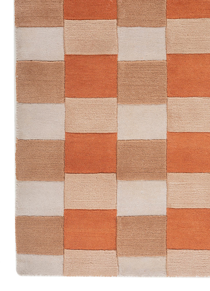 aprezo red and orange wool hand knotted Rug - Corner aprezo red and orange wool hand knotted Rug - Corner