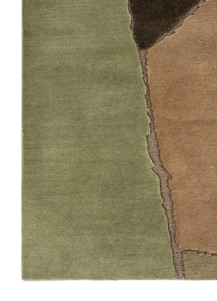 aprezo green wool hand knotted Rug - Corner aprezo green wool hand knotted Rug - Corner