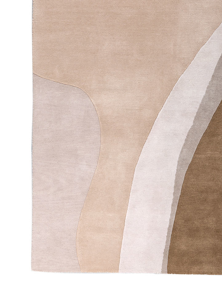aprezo ivory wool hand knotted Rug - Corner