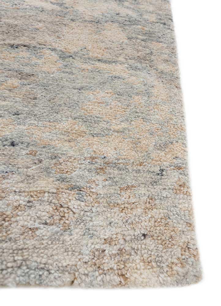 entropy beige and brown wool hand knotted Rug - Corner