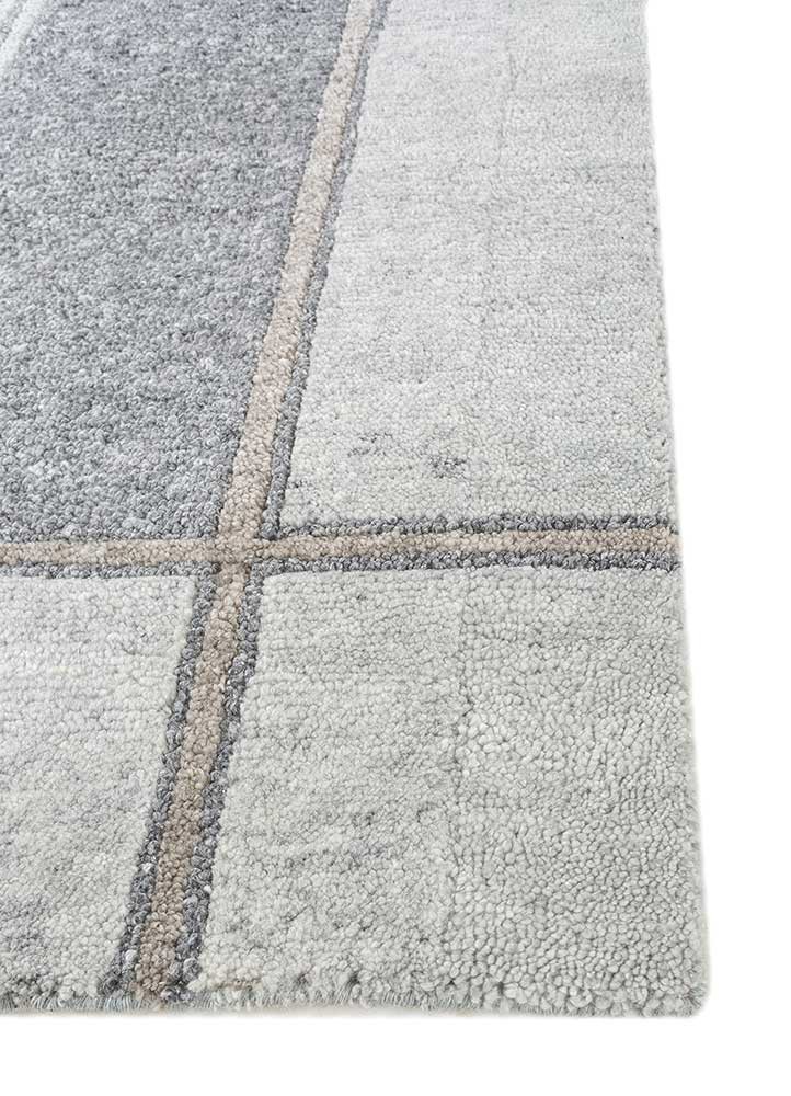 blythe grey and black wool hand knotted Rug - Corner