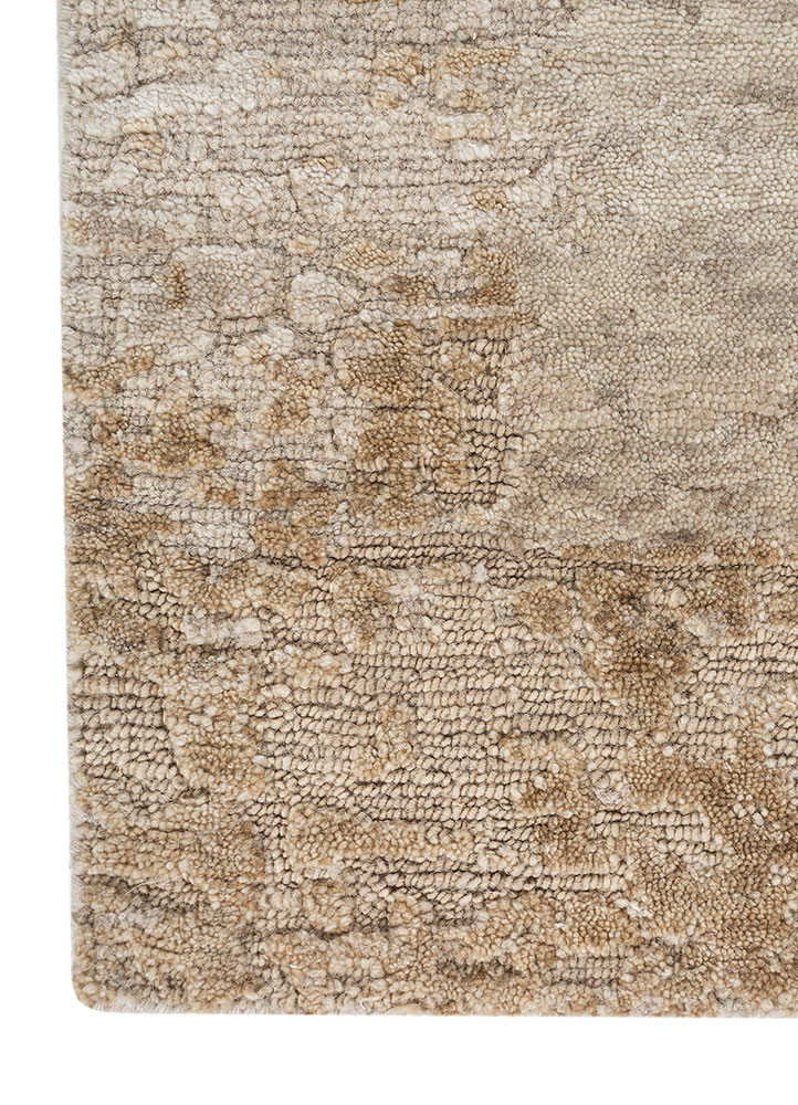 entropy grey and black wool and tencil hand knotted Rug - Corner