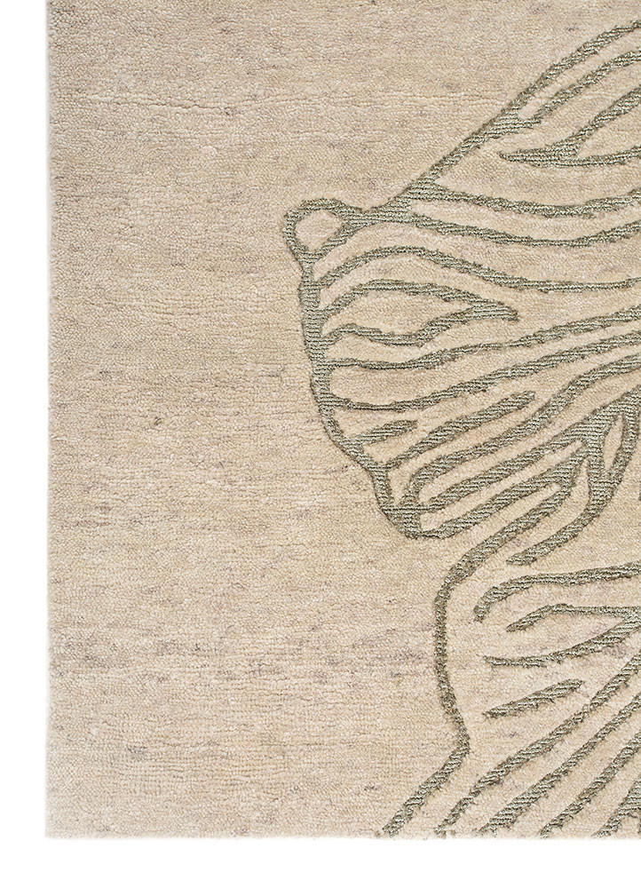 azalea ivory wool hand knotted Rug - Corner