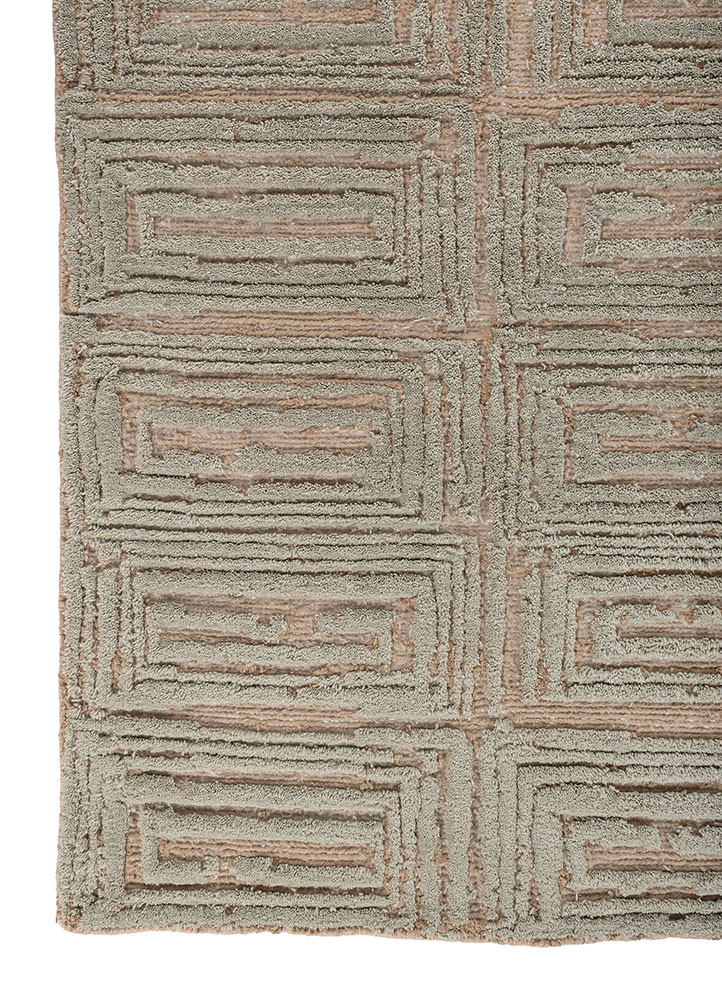 aprezo beige and brown acrylic hand knotted Rug - Corner