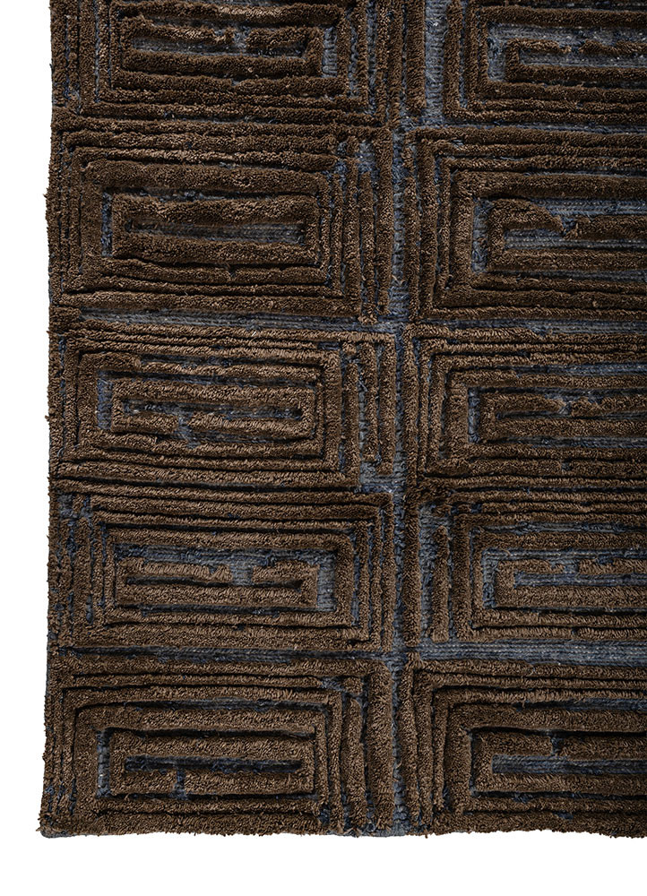 aprezo blue acrylic hand knotted Rug - Corner