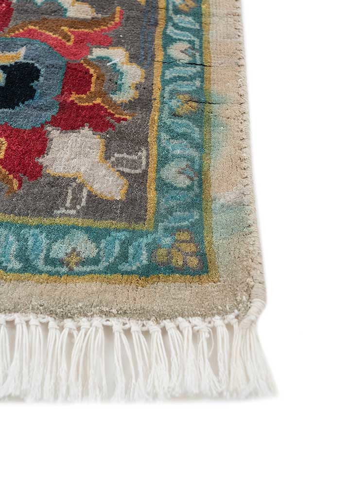 gulmarg ivory silk hand knotted Rug - Corner gulmarg ivory silk hand knotted Rug - Corner
