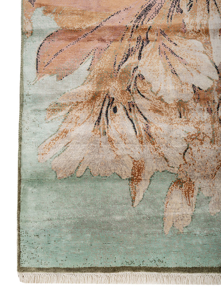 pansy ivory silk hand knotted Rug - Corner pansy ivory silk hand knotted Rug - Corner