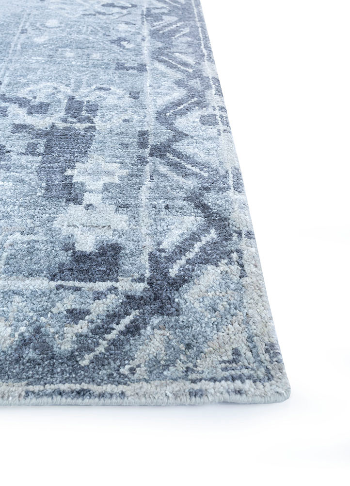 gulmarg blue silk hand knotted Rug - Corner gulmarg blue silk hand knotted Rug - Corner
