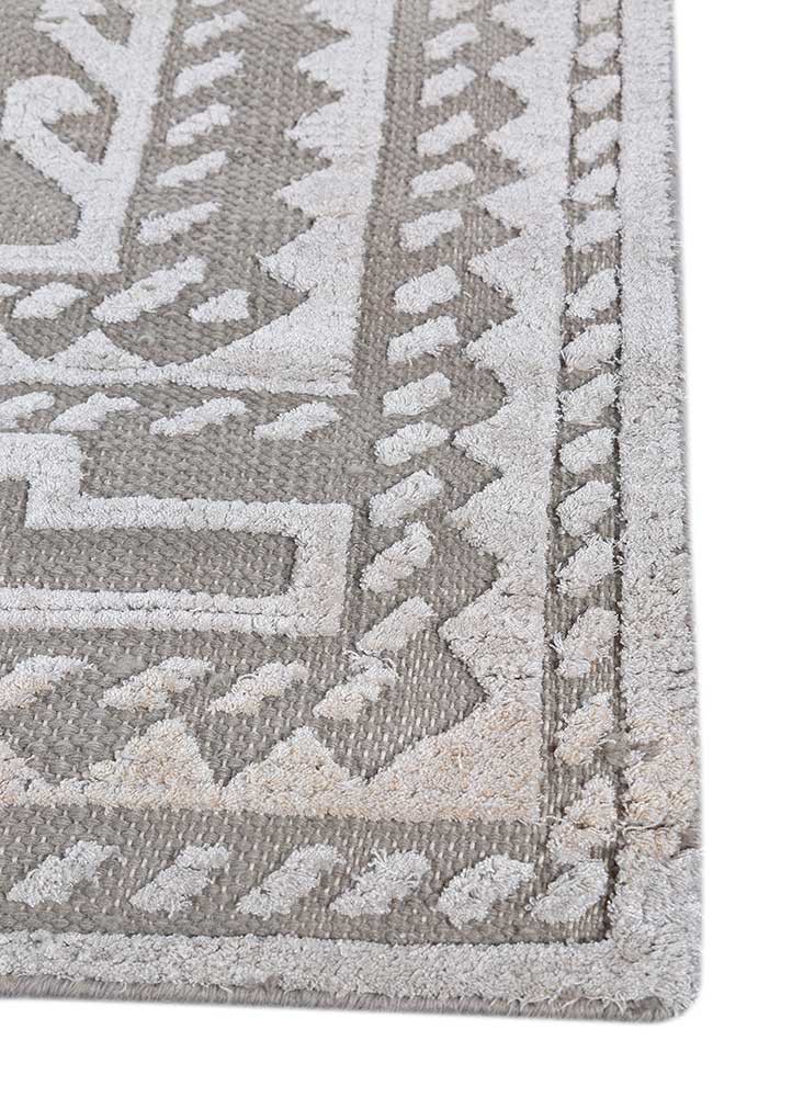thyme grey and black wool and bamboo silk hand knotted Rug - Corner thyme grey and black wool and bamboo silk hand knotted Rug - Corner