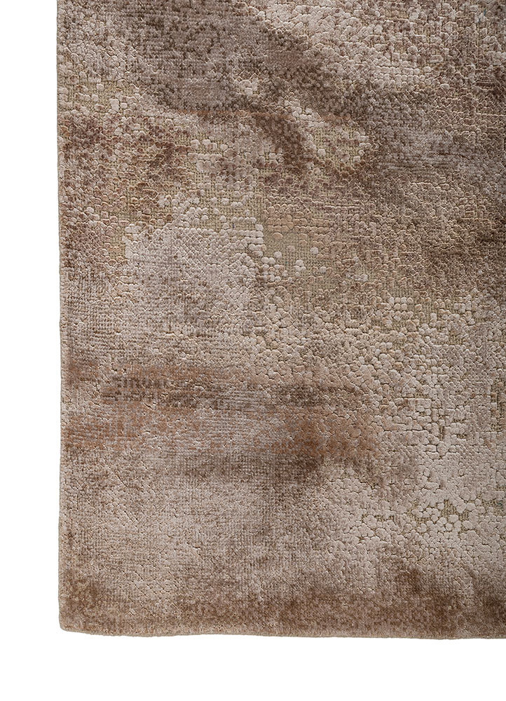 entropy beige and brown wool and bamboo silk hand knotted Rug - Corner entropy beige and brown wool and bamboo silk hand knotted Rug - Corner