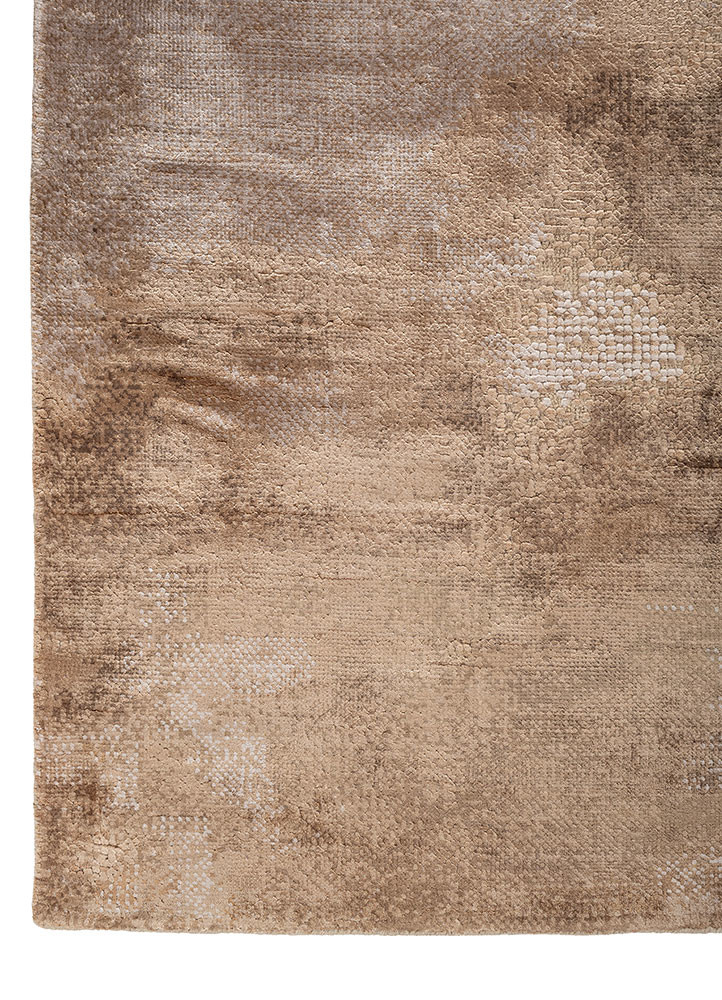 uvenuti beige and brown wool and bamboo silk hand knotted Rug - Corner uvenuti beige and brown wool and bamboo silk hand knotted Rug - Corner