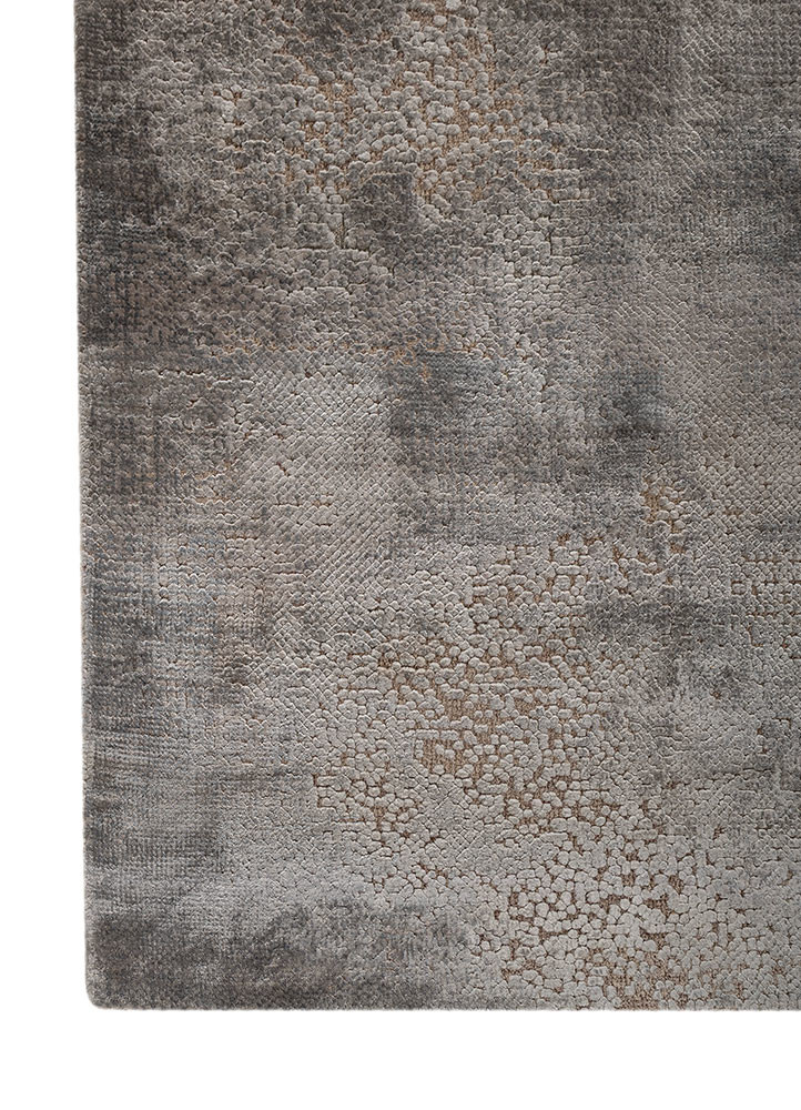 uvenuti grey and black wool and bamboo silk hand knotted Rug - Corner uvenuti grey and black wool and bamboo silk hand knotted Rug - Corner