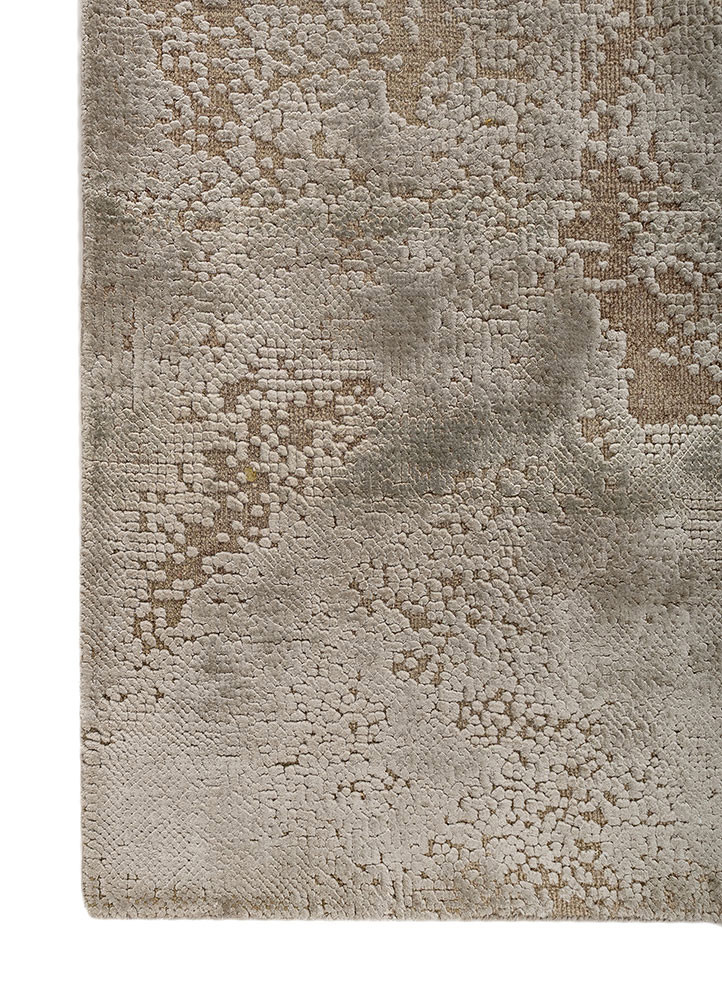 uvenuti beige and brown wool and bamboo silk hand knotted Rug - Corner uvenuti beige and brown wool and bamboo silk hand knotted Rug - Corner