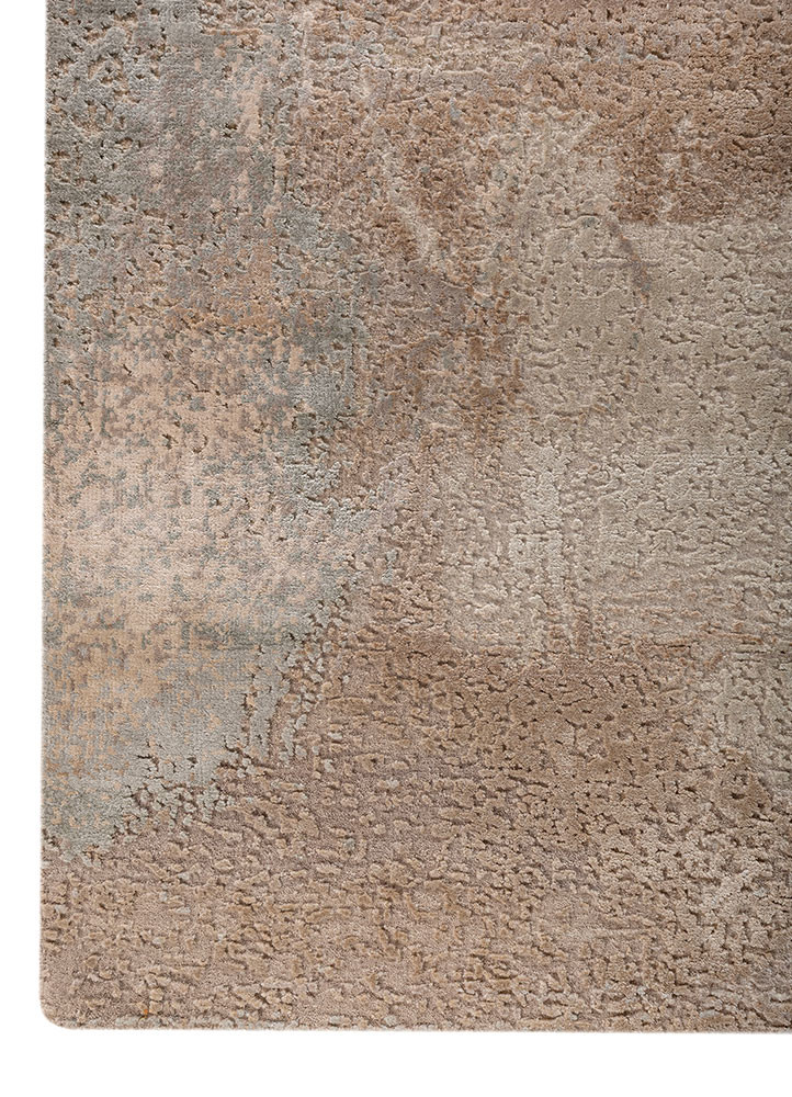 aprezo ivory wool and bamboo silk hand knotted Rug - Corner