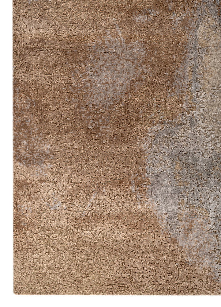 aprezo blue wool and bamboo silk hand knotted Rug - Corner