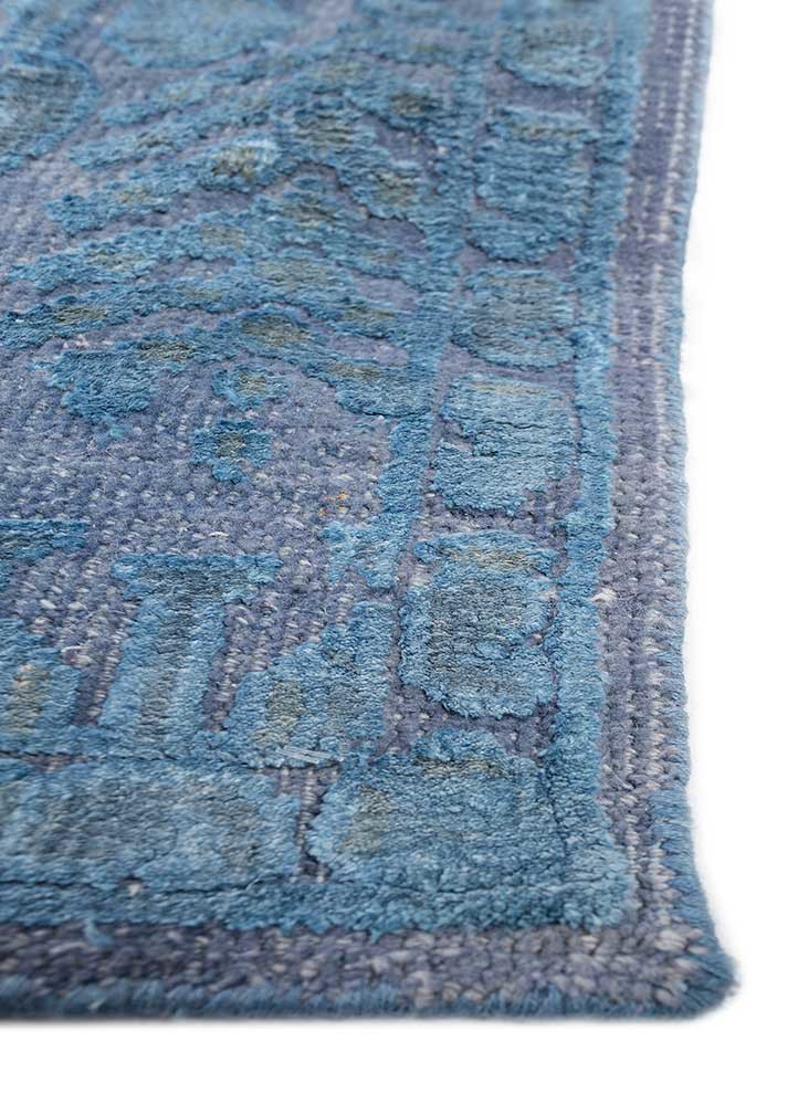 far east blue wool and bamboo silk hand knotted Rug - Corner far east blue wool and bamboo silk hand knotted Rug - Corner