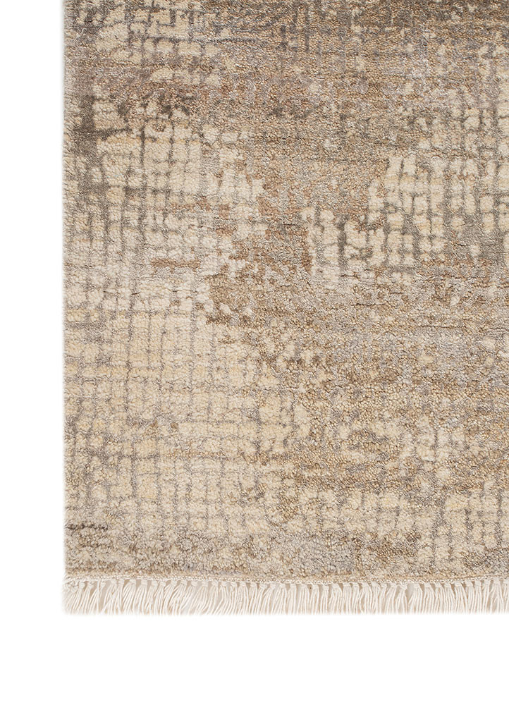 entropy beige and brown wool and bamboo silk hand knotted Rug - Corner entropy beige and brown wool and bamboo silk hand knotted Rug - Corner