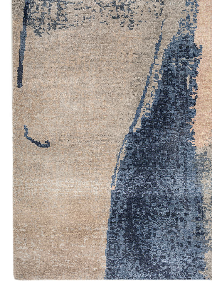 aprezo blue wool and bamboo silk hand knotted Rug - Corner aprezo blue wool and bamboo silk hand knotted Rug - Corner