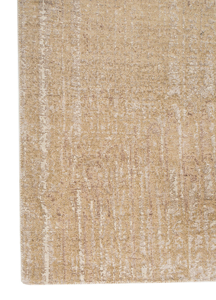 entropy ivory wool and bamboo silk hand knotted Rug - Corner