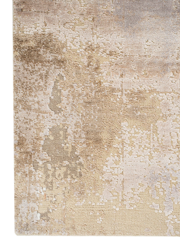 entropy ivory wool and bamboo silk hand knotted Rug - Corner entropy ivory wool and bamboo silk hand knotted Rug - Corner