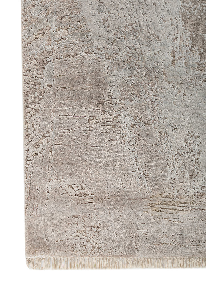 entropy ivory wool and bamboo silk hand knotted Rug - Corner entropy ivory wool and bamboo silk hand knotted Rug - Corner
