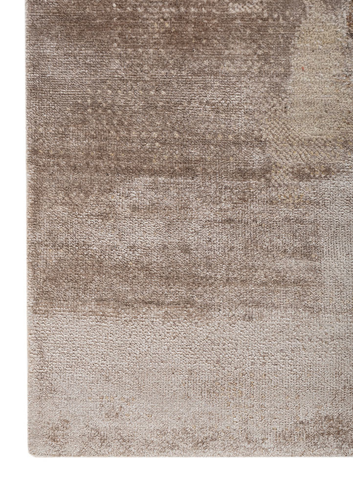 entropy ivory wool and bamboo silk hand knotted Rug - Corner entropy ivory wool and bamboo silk hand knotted Rug - Corner