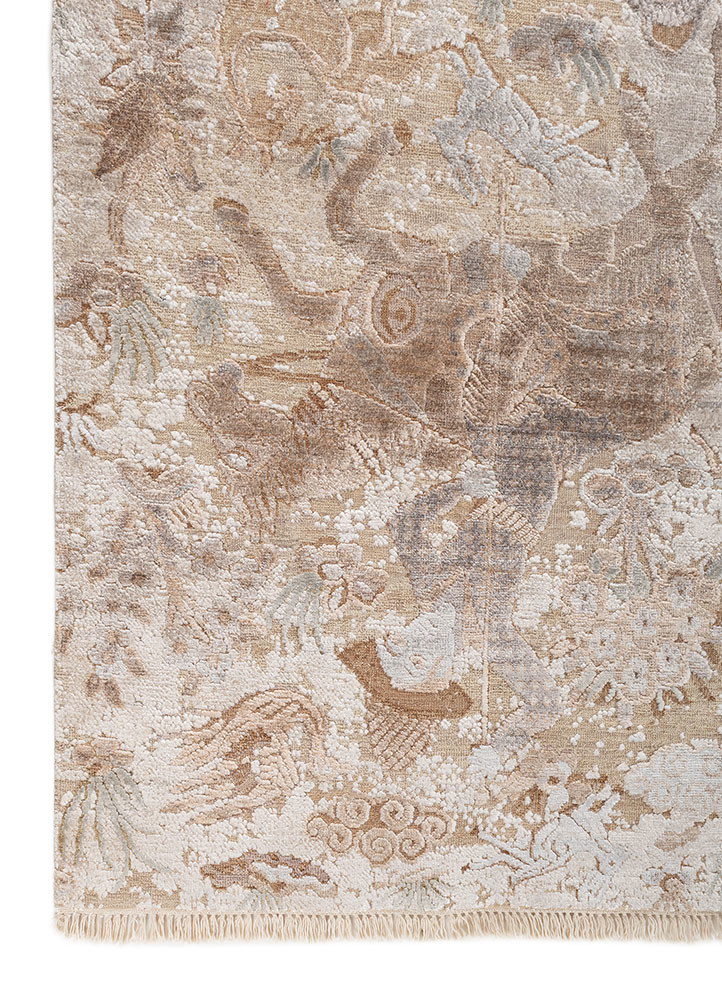 aurora ivory wool and bamboo silk hand knotted Rug - Corner aurora ivory wool and bamboo silk hand knotted Rug - Corner