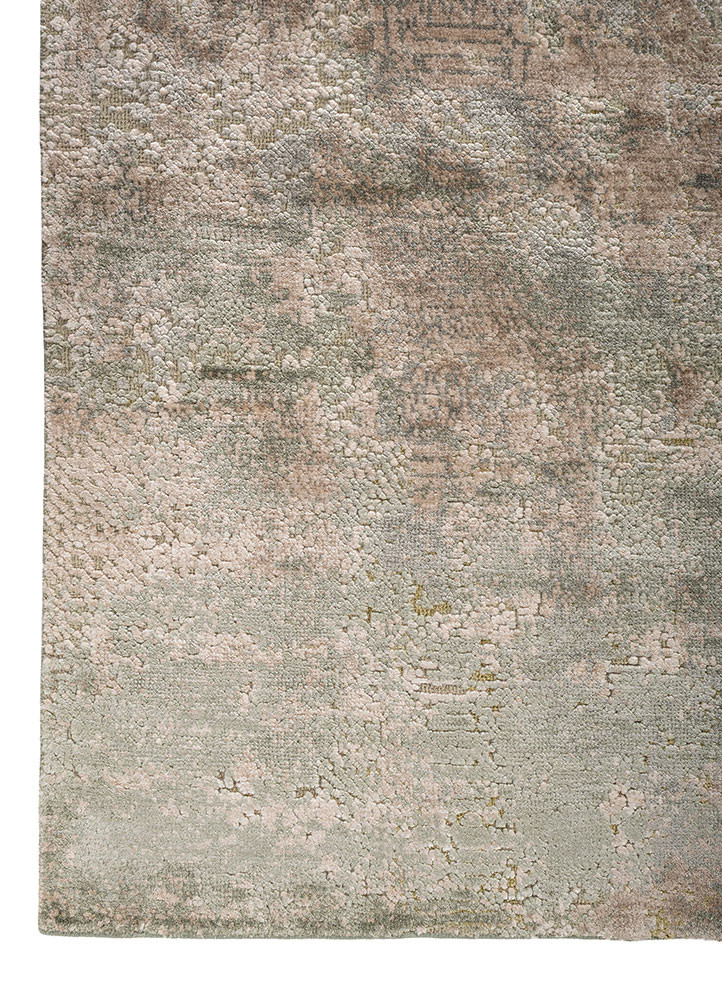 aprezo green wool and bamboo silk hand knotted Rug - Corner aprezo green wool and bamboo silk hand knotted Rug - Corner