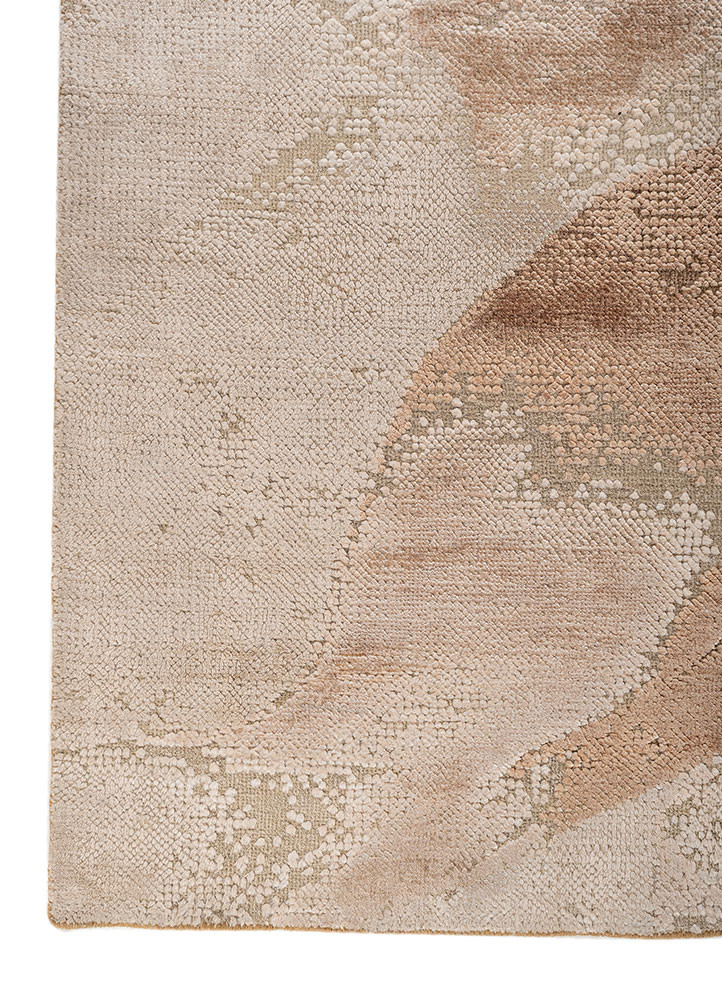 aprezo red and orange wool and bamboo silk hand knotted Rug - Corner