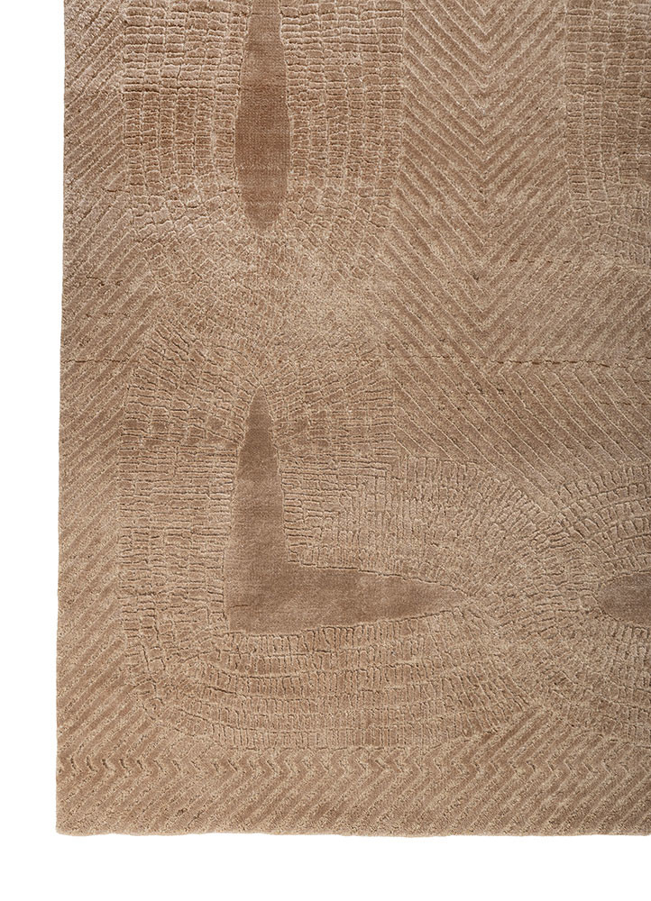 azalea beige and brown wool and bamboo silk hand knotted Rug - Corner azalea beige and brown wool and bamboo silk hand knotted Rug - Corner
