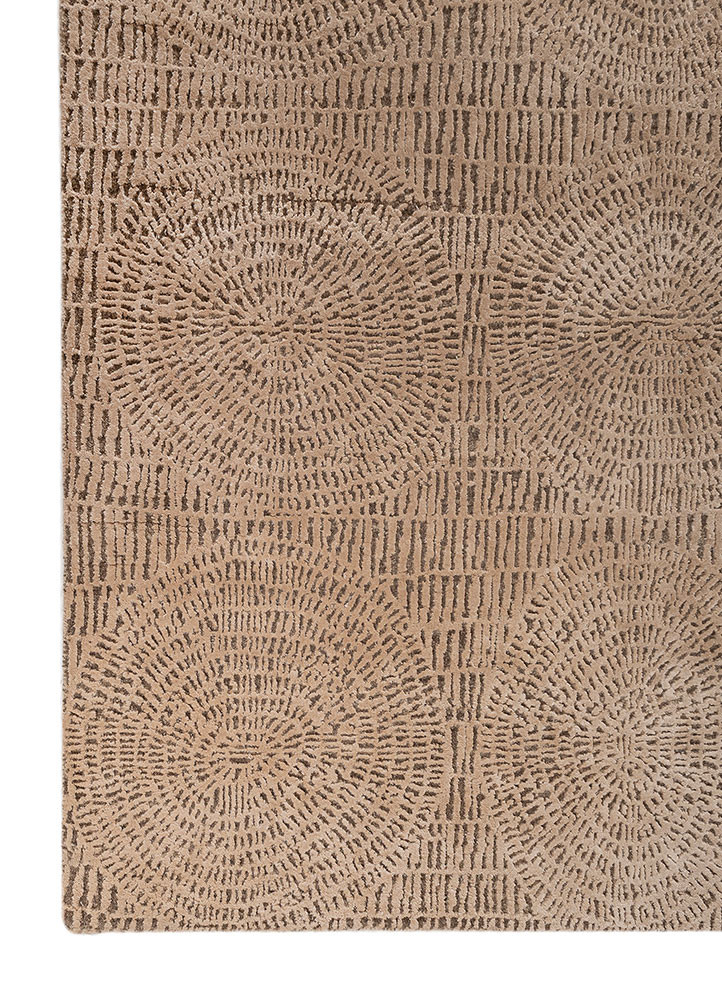 aprezo beige and brown wool and bamboo silk hand knotted Rug - Corner