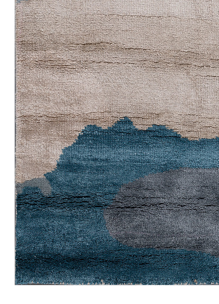 entropy ivory wool and bamboo silk hand knotted Rug - Corner entropy ivory wool and bamboo silk hand knotted Rug - Corner