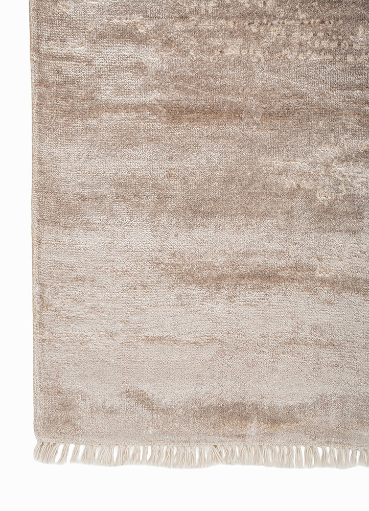 aprezo beige and brown wool and bamboo silk hand knotted Rug - Corner aprezo beige and brown wool and bamboo silk hand knotted Rug - Corner