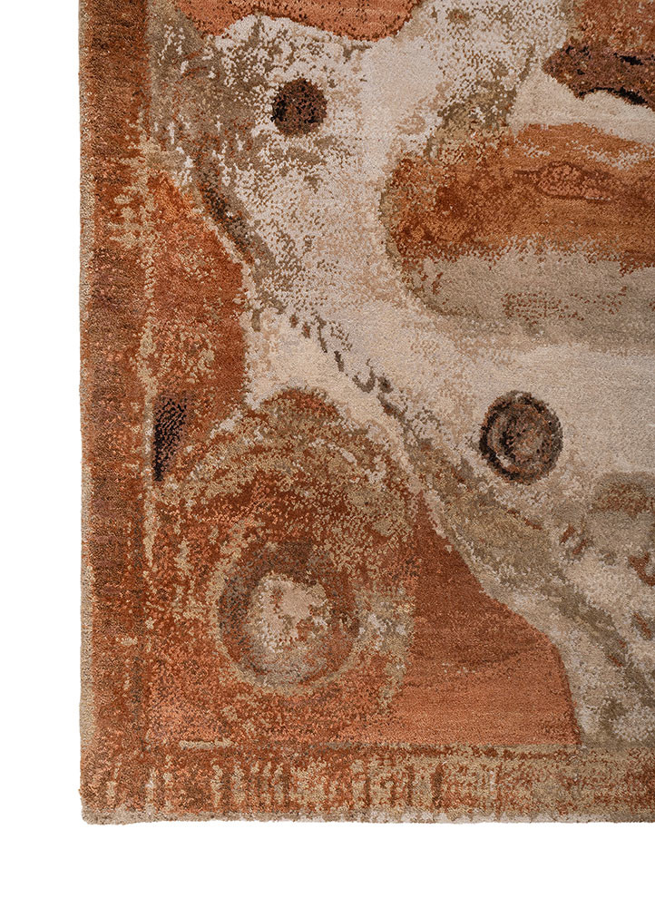 whispers of the desert ivory wool and bamboo silk hand knotted Rug - Corner