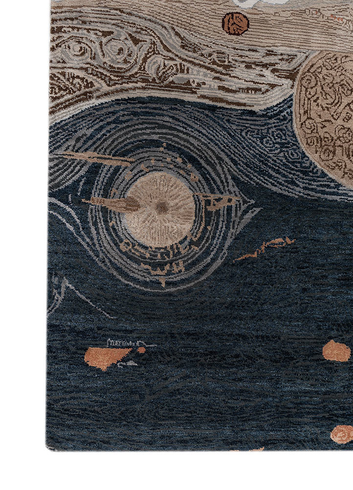 whispers of the desert blue wool and bamboo silk hand knotted Rug - Corner