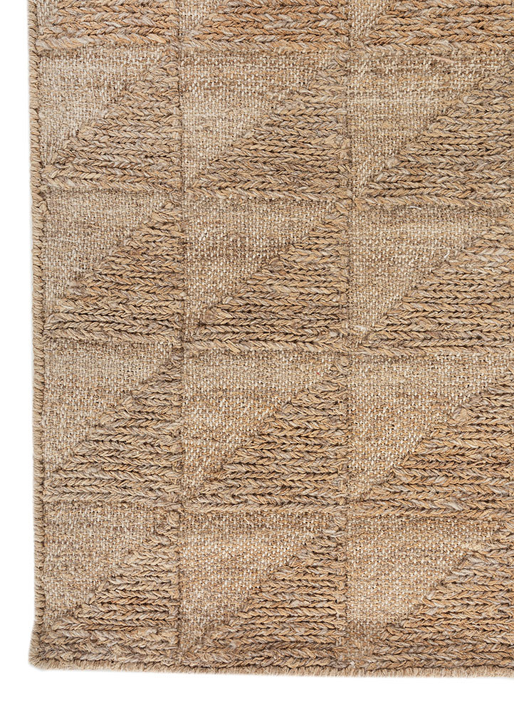 hula beige and brown wool hand knotted Rug - Corner