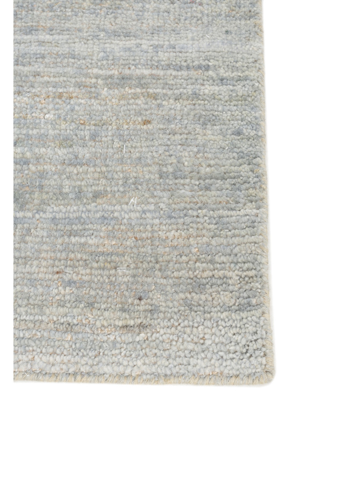 blythe blue afghan wool and jute hand knotted Rug - Corner