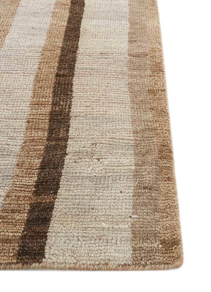 blythe beige and brown wool hand knotted Rug - Corner