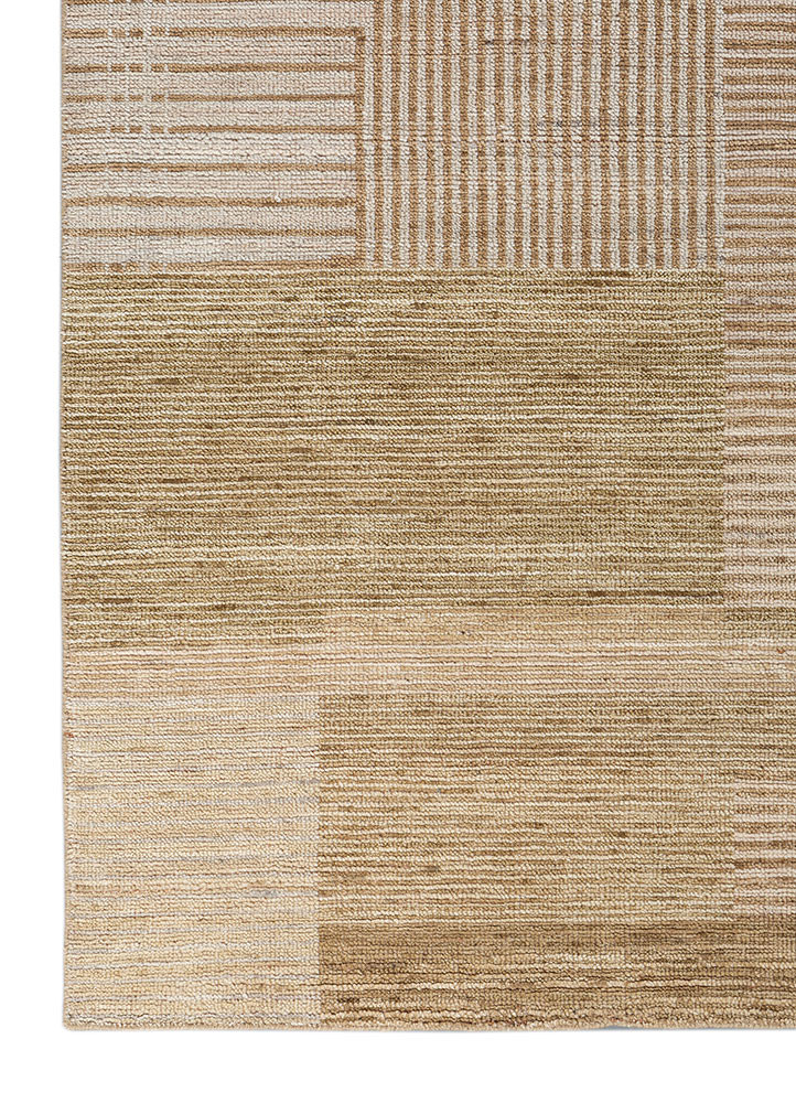 blythe beige and brown wool hand knotted Rug - Corner