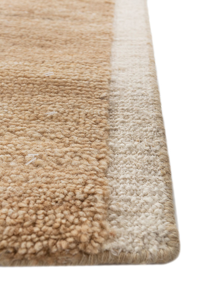 blythe beige and brown wool hand knotted Rug - Corner