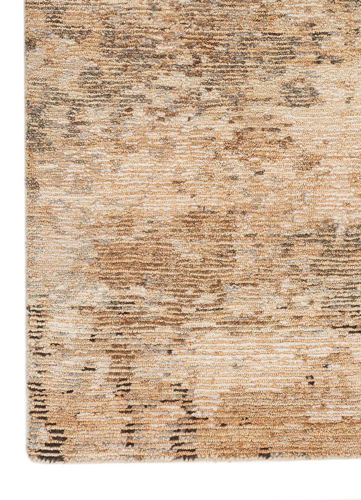 entropy beige and brown wool hand knotted Rug - Corner