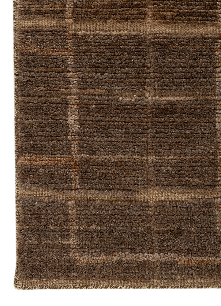zuri beige and brown wool hand knotted Rug - Corner