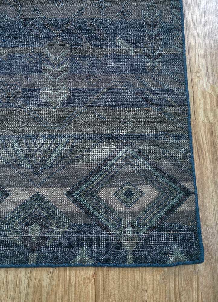 thyme blue wool hand knotted Rug - Corner thyme blue wool hand knotted Rug - Corner