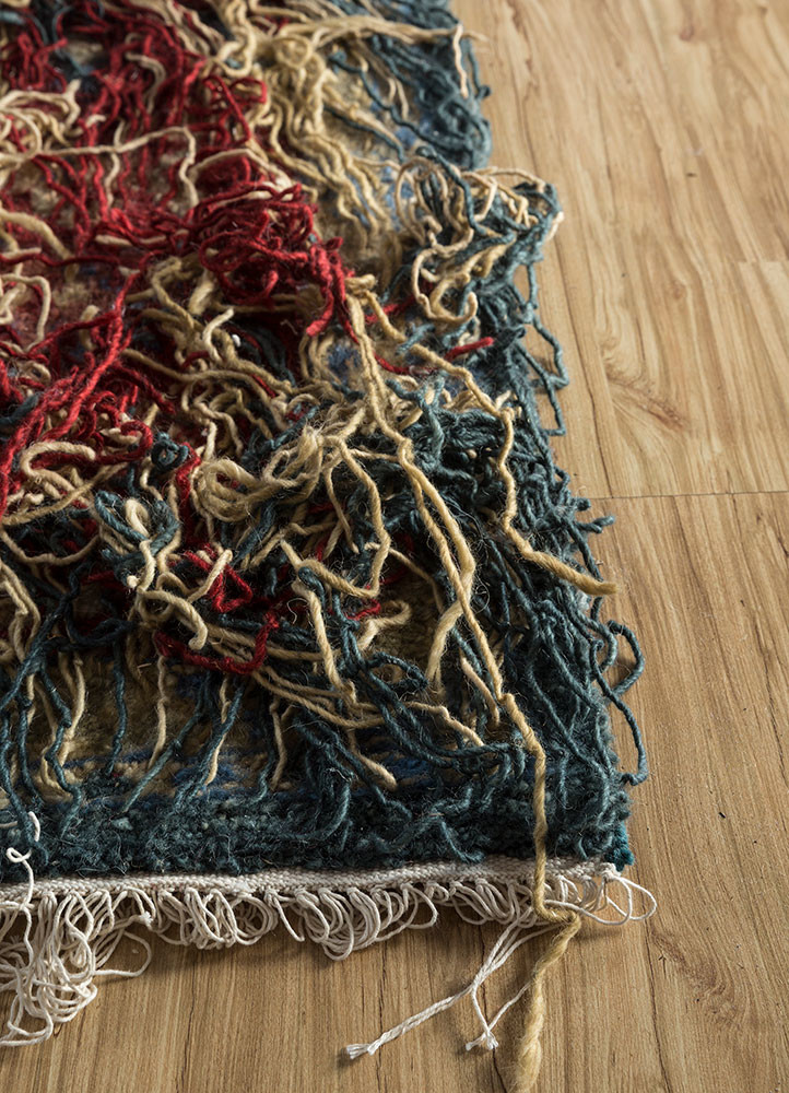 savana blue wool hand knotted Rug - Corner savana blue wool hand knotted Rug - Corner